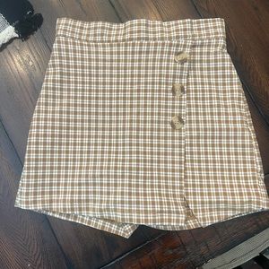 Dry Goods - Tan & Cream Plaid Skort. Size XS.